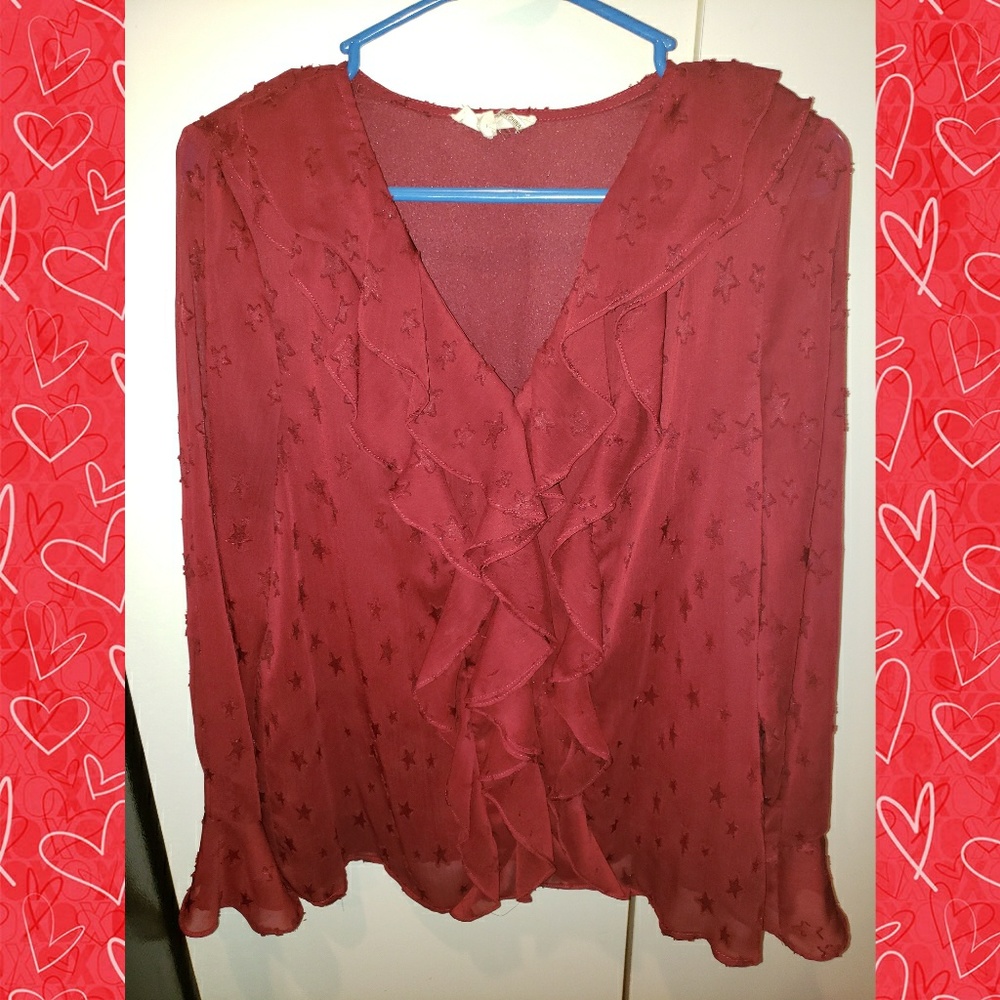 Bell Sleeve V-Neck Star Print Boutique Top